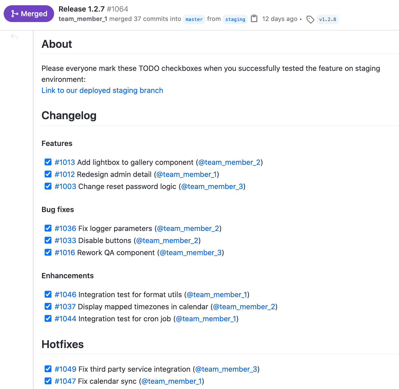 example of pr from staging to master