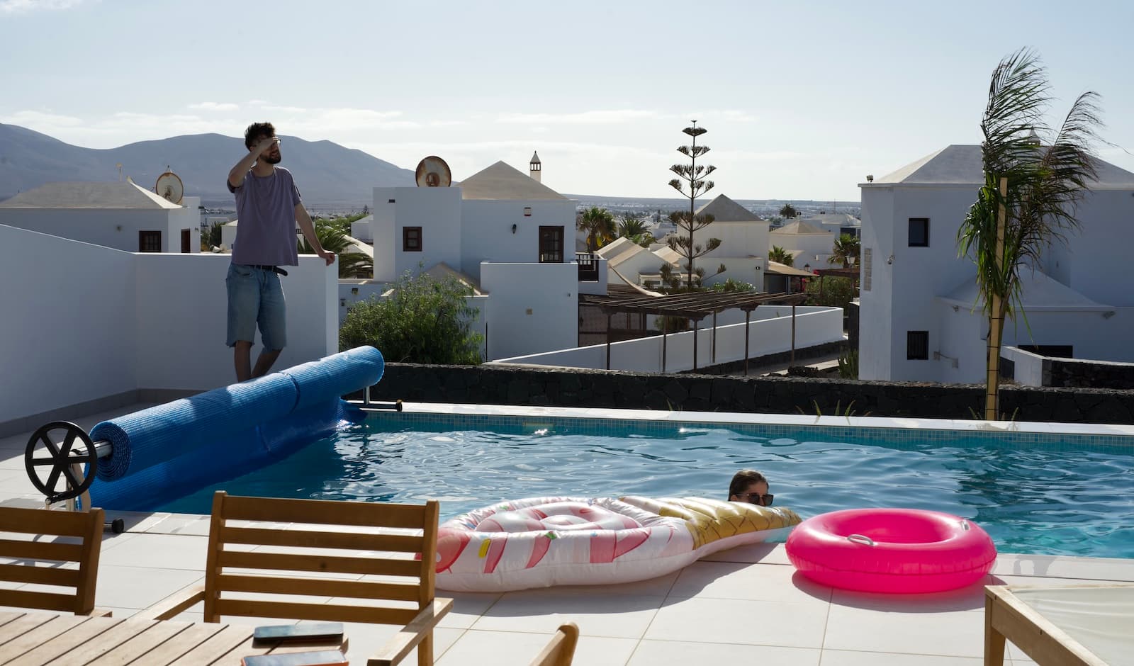 Part of our team taking advantage of a swimming pool at workation