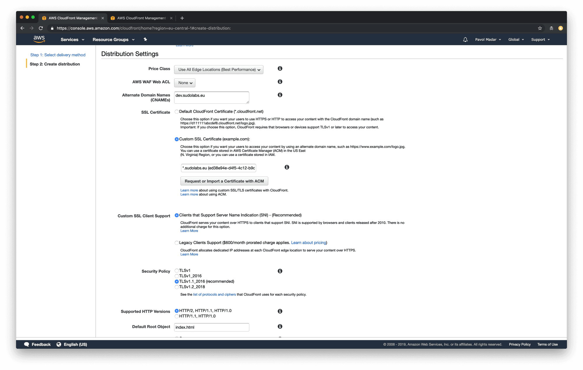 AWS CloudFront - create distribution 2