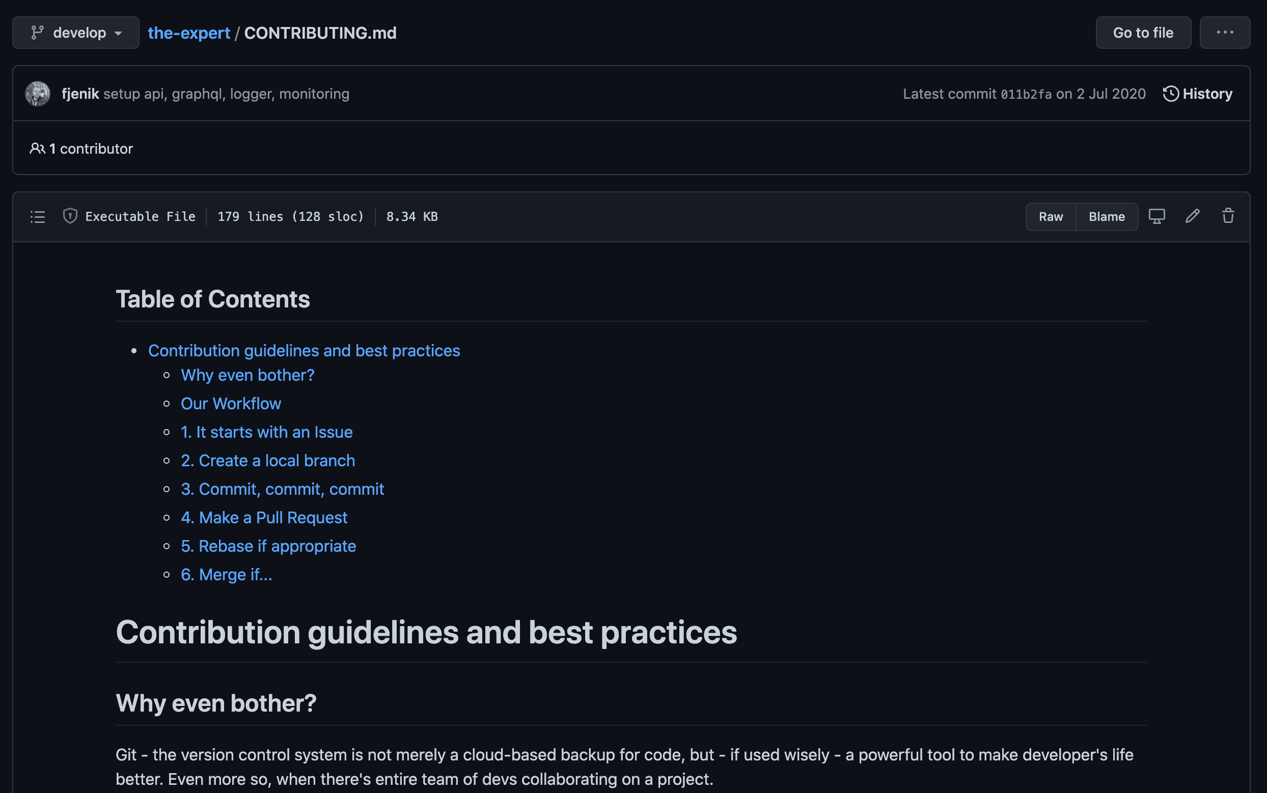 contribution guidelines repository