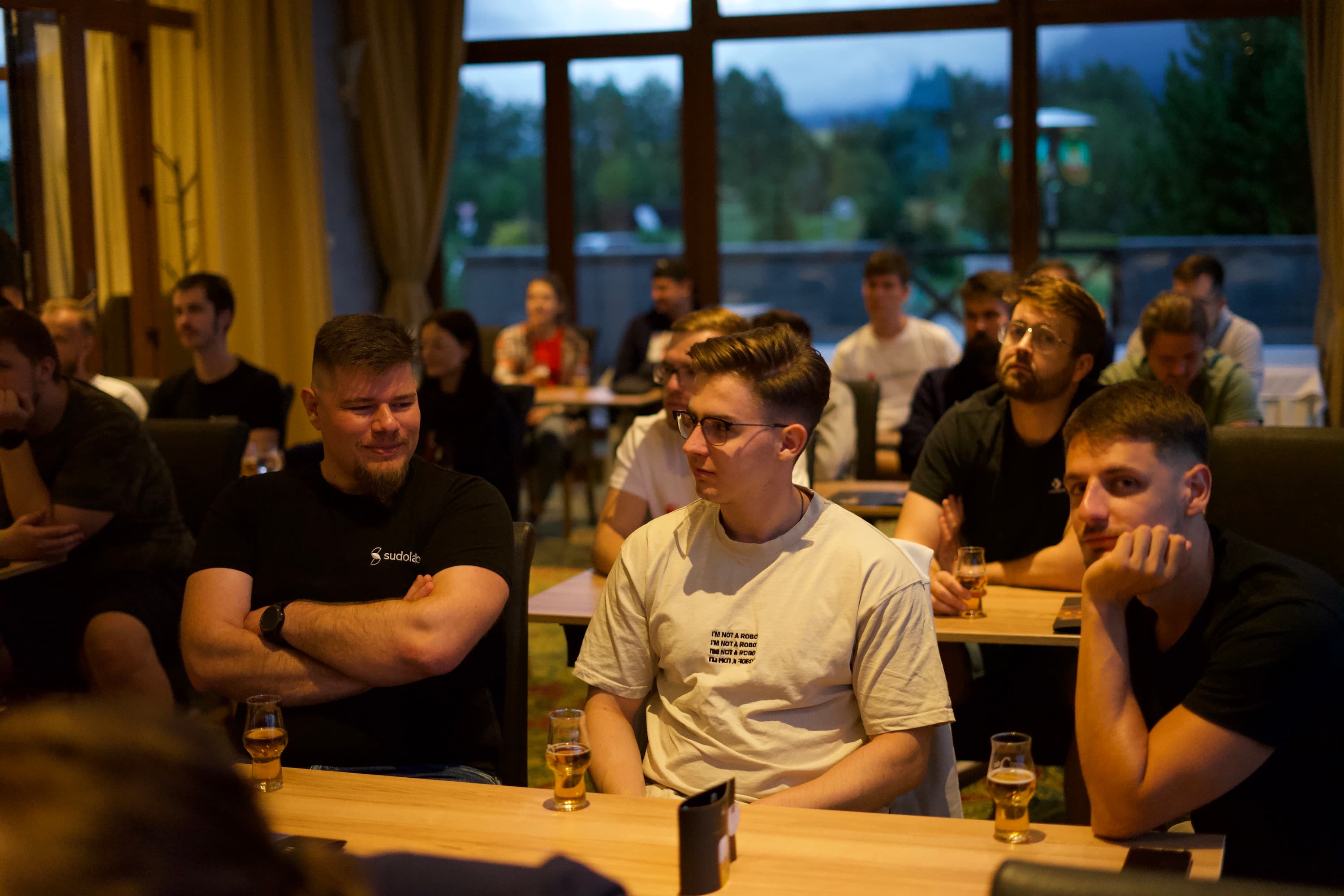 Sudoers tasting different kinds of beers at the company retreat