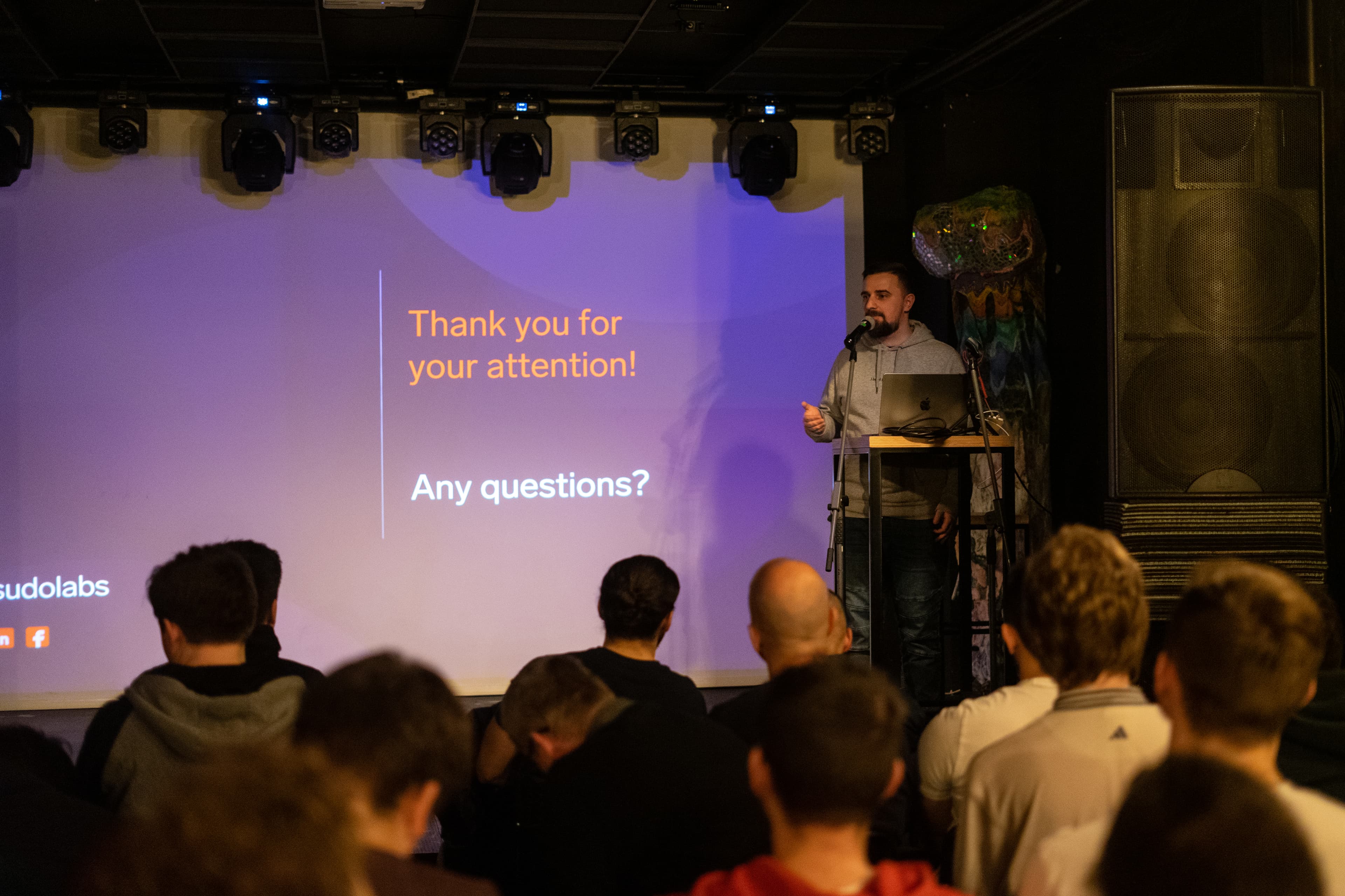 Jan Raska is speaking about backend architecture of a prospective startup