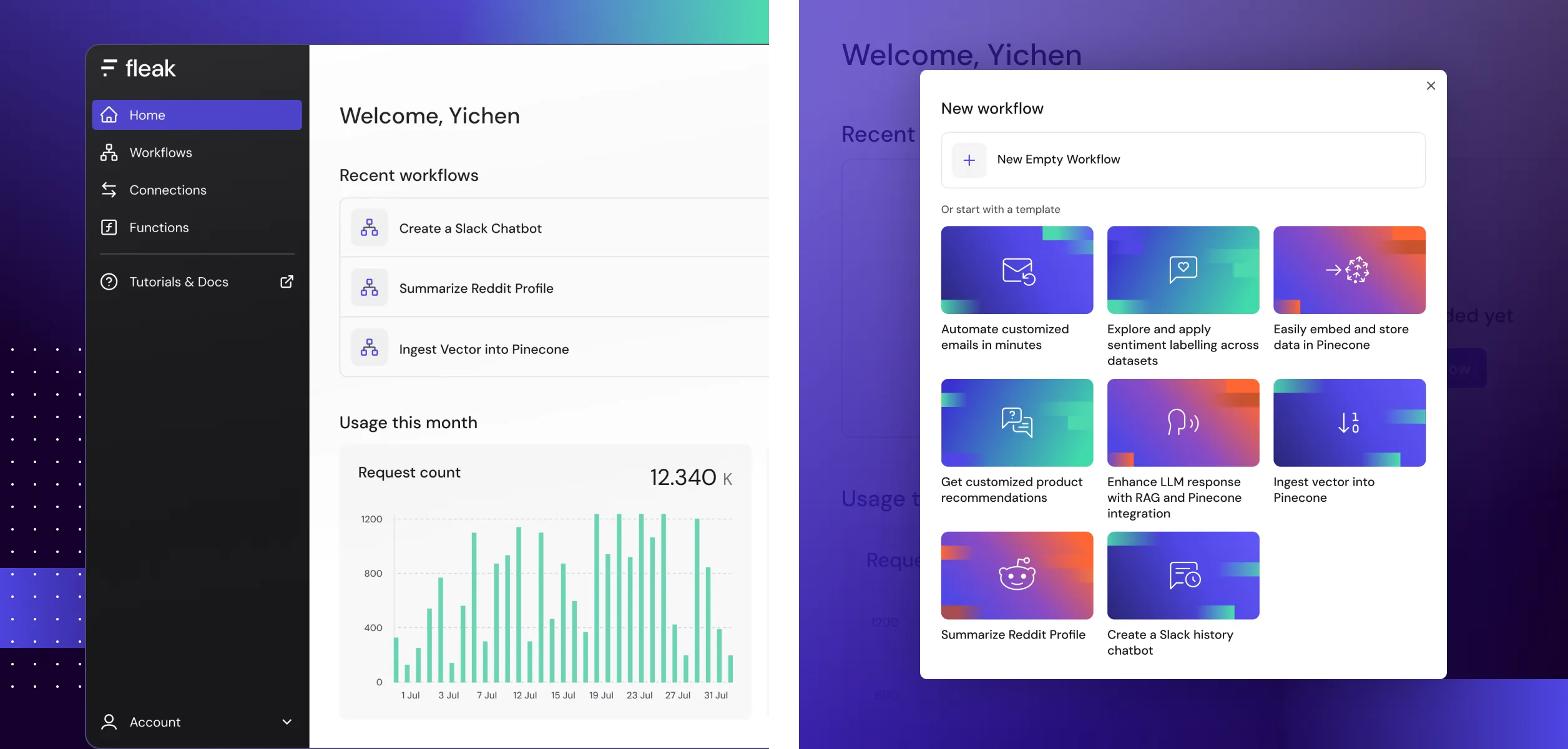 Fleak workflow builder interface