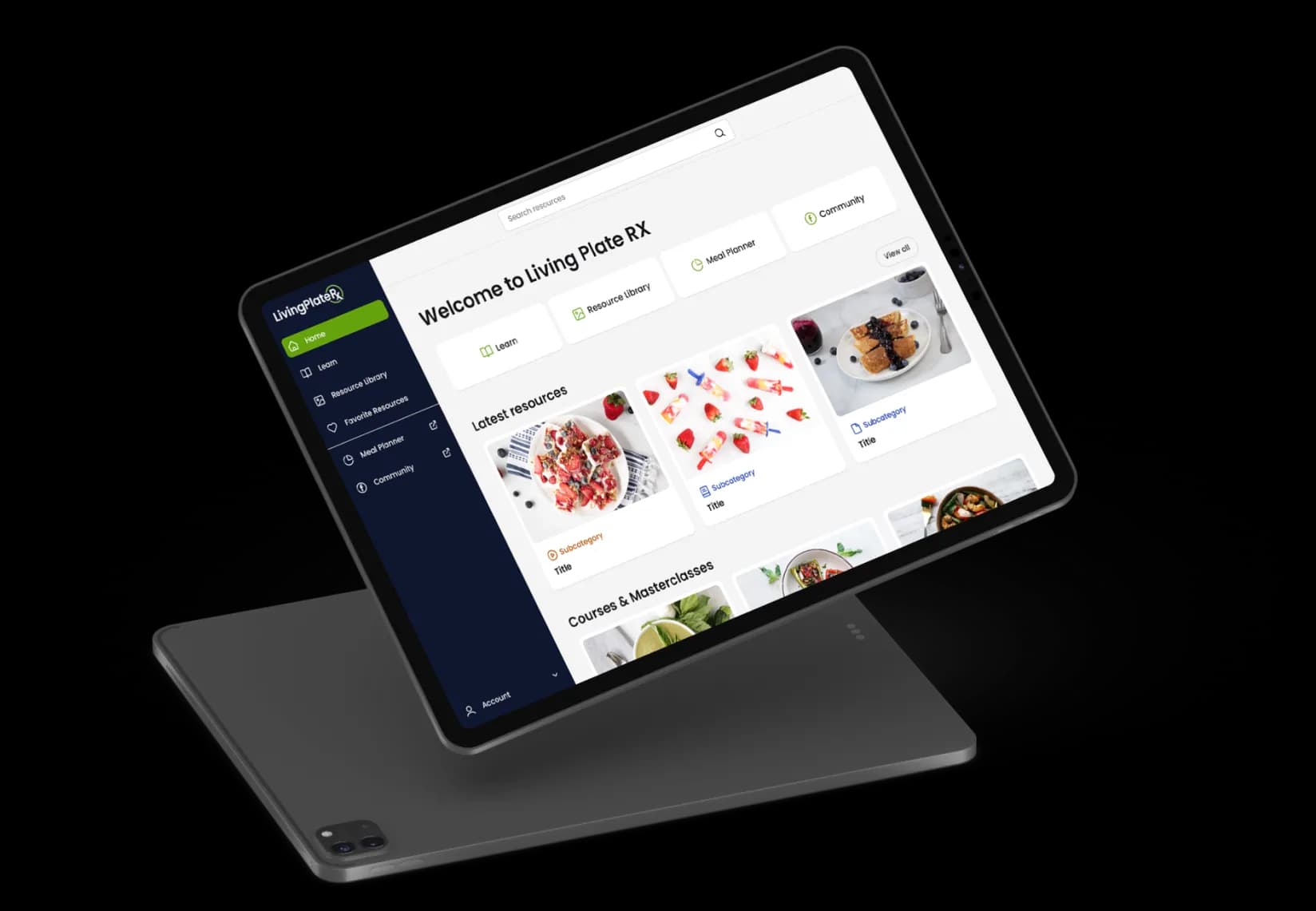 Living Plate Rx meal planning dashboard