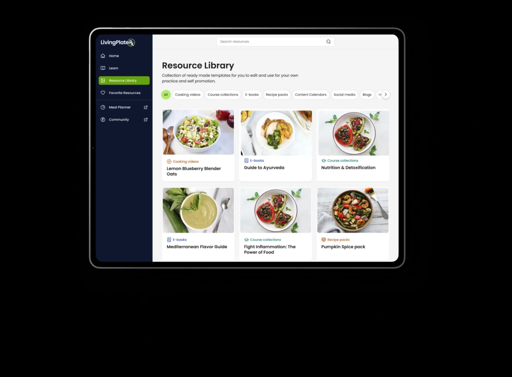 Living Plate Rx nutrition content library