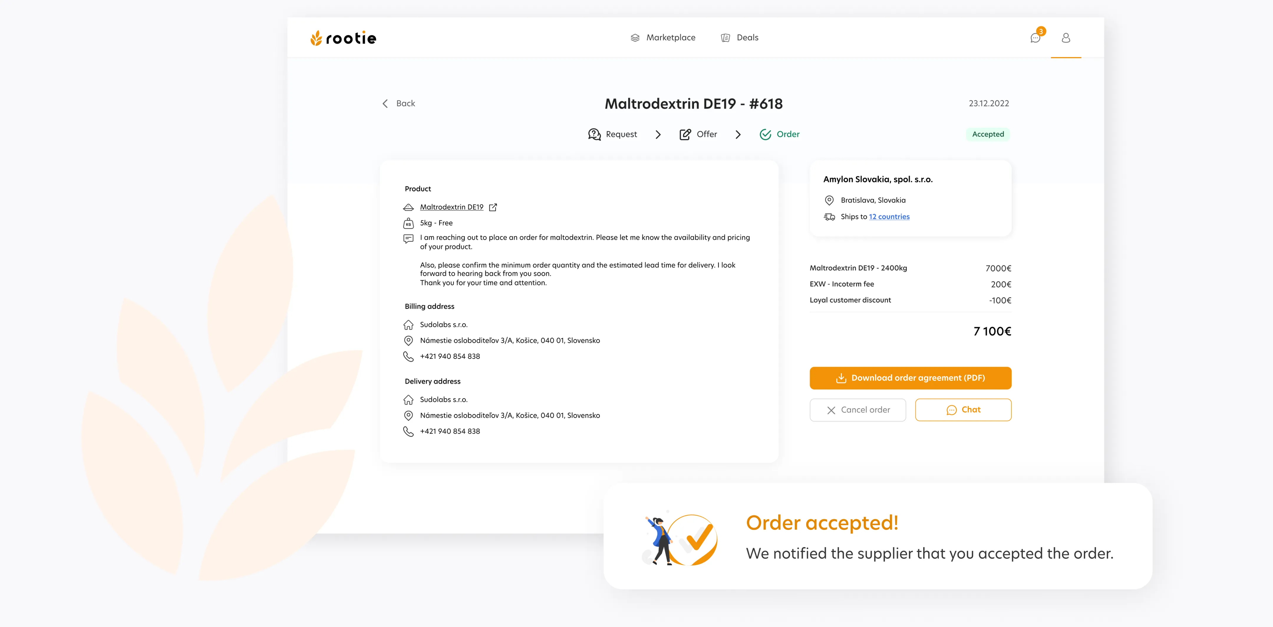 Rootie B2B agricultural commodities marketplace