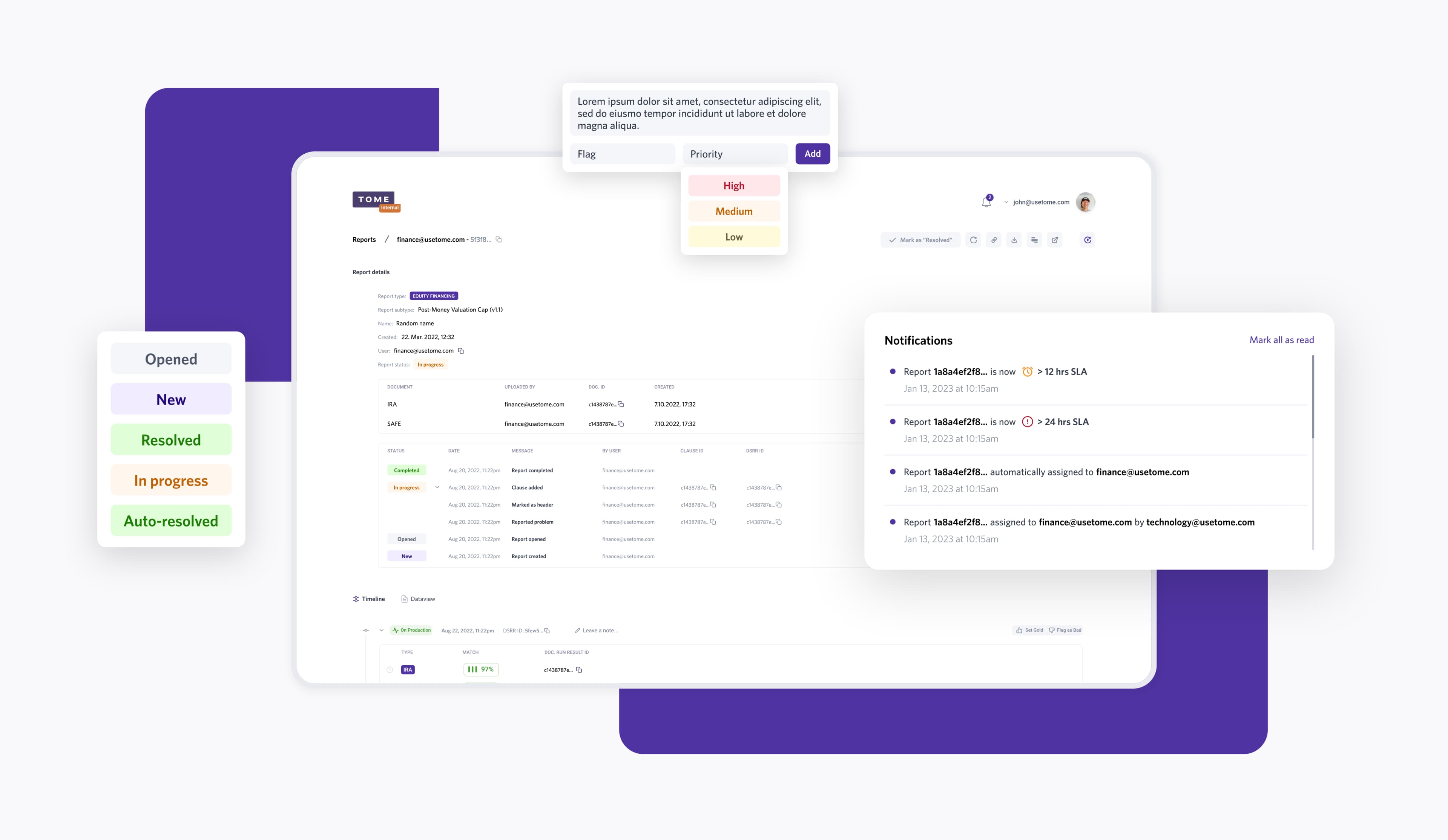 Tome AI-powered legal analytics dashboard