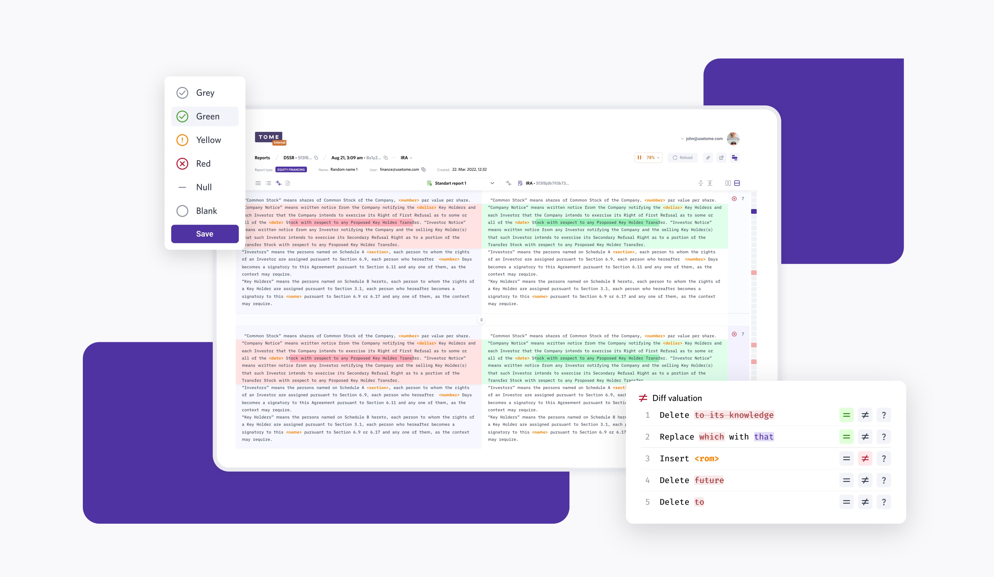 Tome contract review tool interface