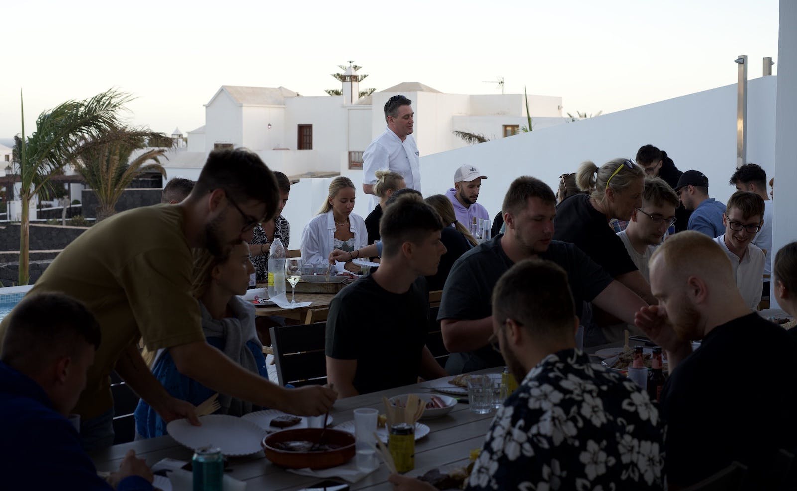 Sudoers eating together in Lanzarote at a company workation