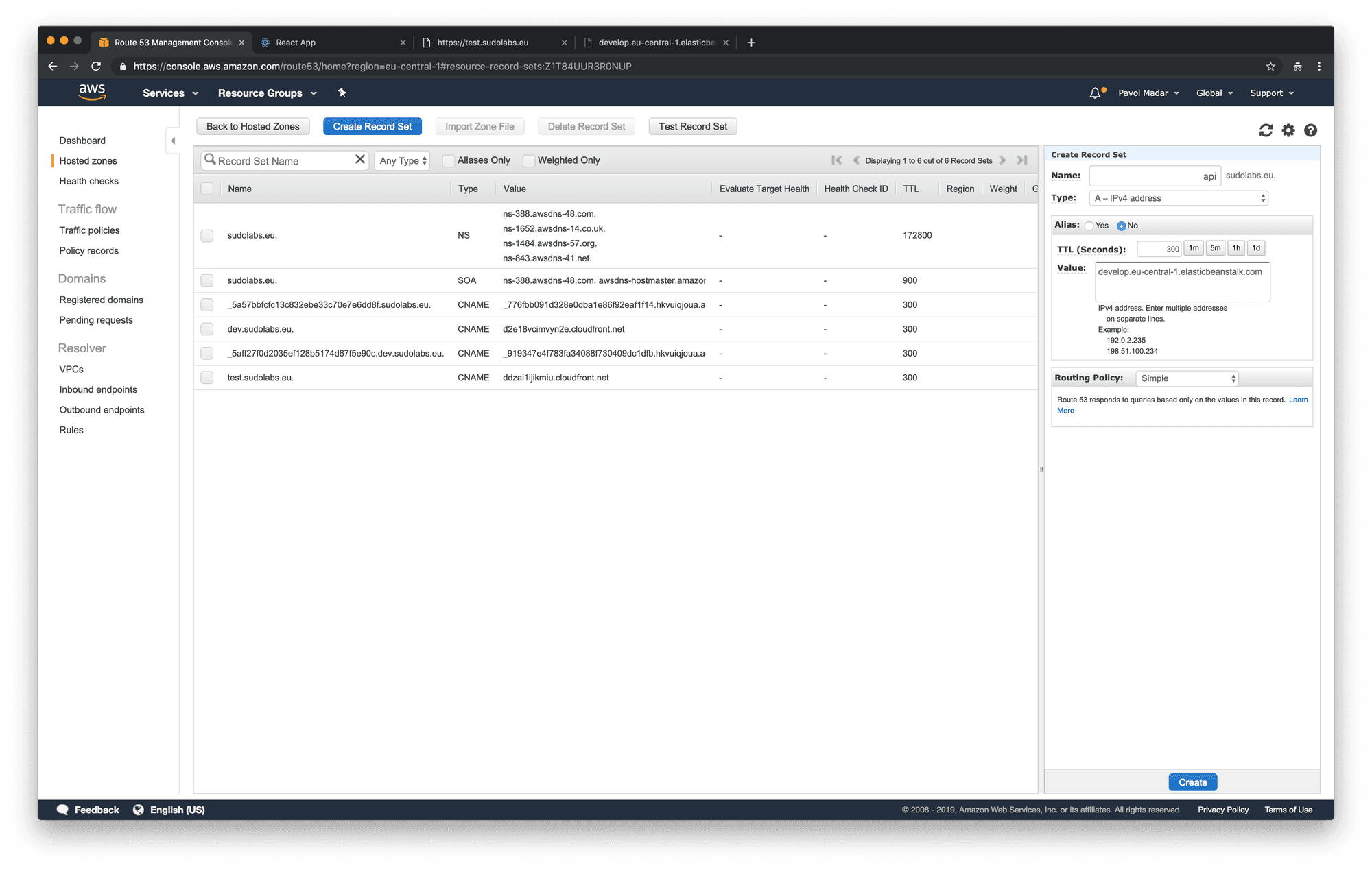 AWS Route 53 - create record set for your Elastic Beanstalk server