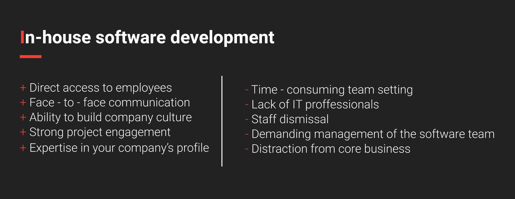 Pros and cons of in-house software development