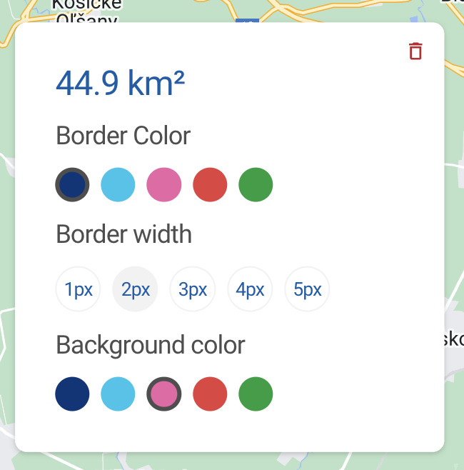 Screenshot of the Google Maps drawing tool interface, featuring a variety of drawing buttons and controls for customizing maps